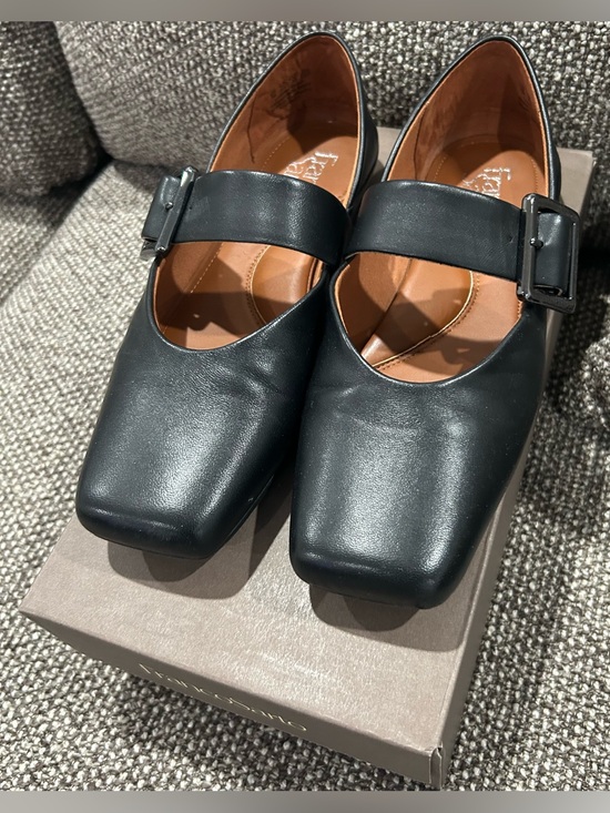 Franco Sarto Shoes - Franco Sarto Black Leather Mary Jane Flats with Buckle